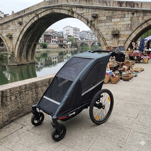 Remorque vélo pliable TC-2024S avec auvent pour bébé, cadre en aluminium léger, ceinture de sécurité - Product Image 1