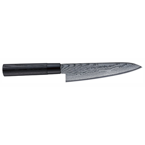 Couteaux de chef, lame de 180 mm, finition motif Damas, manche en bois noir, pour une découpe précise des légumes et les repas quotidiens en cuisine - Product Image 1