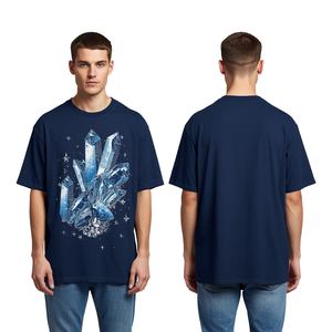เสื้อยืดโอเวอร์ไซส์ลายกราฟิกกาแล็กซี่ประดับเพชรพลอยสีน้ำเงินกรมท่าสำหรับผู้ชาย ราคาขายส่ง แฟชั่นเสื้อยืดผ้าฝ้าย - Product Image 2