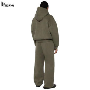 Ensemble de survêtement pour homme en coton lourd 100% 500 g/m², sweat à capuche zippé deux pièces, sweat-shirts et pantalons de survêtement personnalisés de haute qualité pour homme - Product Image 6