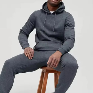 Ensemble de survêtement 2 pièces vierge en molleton de coton épais délavé à l'acide, anti-plis, personnalisable, style streetwear, comprenant un sweat à capuche uni et un pantalon de survêtement - Product Image 5