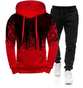 High Quality Custom Men Heavyweight Cropped Cotton Jogging Suits Pullover Splicing Tracksuit Sweatpants and Hoodie <b>Set</b> - Product Image 1