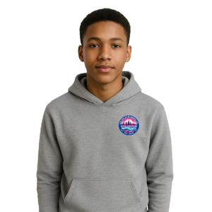 Sweat à capuche graphique gris chiné pour garçons, pull décontracté à manches longues, streetwear quotidien, vêtement confortable pour un style de vie actif - Product Image 1