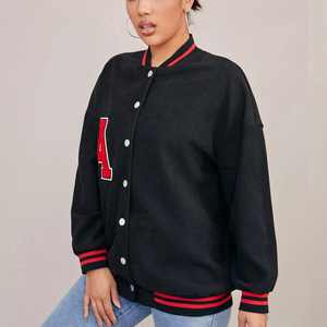 Veste de style Letterman pour femmes, design personnalisé, col en tricot côtelé, élégante, confortable, chaude, streetwear, vêtements d'extérieur pour femmes - Product Image 3