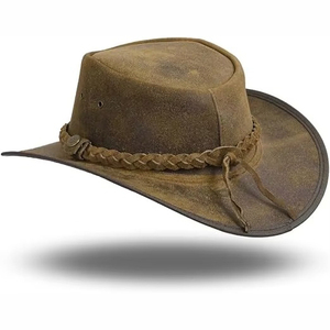 Chapeau Fedora Cowboy Classique Personnalisé en Cuir et Feutre à Large Bord avec Bande en Cuir, Style Western, pour Sports et Activités de Plein Air, Design Image, Unisexe, Taille Quatre - Product Image 2