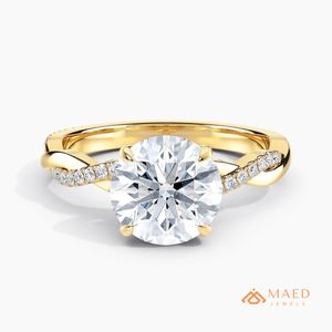 Bague de fiançailles en or à coupe ronde, bande torsadée, bijoux de mariée, cadeau pour femme, alliance - Product Image 1