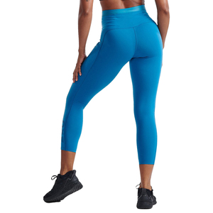 Leggings de yoga bleu uni taille haute, sans coutures, extensibles dans les quatre sens, avec taille élastique - Product Image 5