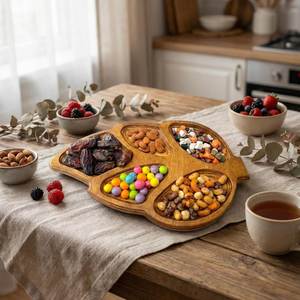 Natural Finish Wooden Serving Platter For Fruit Serving <b>Dessert</b> Display And Stylish Kitchen Table Arrangement - Product Image 5