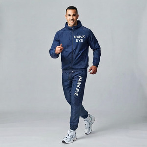 Ensemble de survêtement respirant pour homme Hawk Eye Sports, sweat à capuche en molleton fin 300g, coupe ajustée, avec fermeture boutonnée sur toute la longueur - Product Image 4
