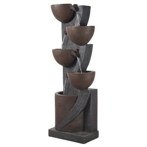 Fontana a Cascata Moderna da Esterno con LED, Altezza 126 cm, a 5 Livelli, a Forma di Vaso, Autoportante - Product Image 1