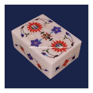 Handmade Marble Inlay Jewelry Storage <b>Boxes</b> Custom Logo Wood Ring Jewelry Display for Home Decoration and Gifts Ready to Ship - Product Image 1