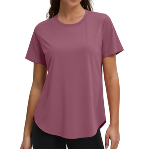 Camiseta informal estampada para mujer, de color sólido, producto superventas, ropa deportiva para gimnasio, camiseta para mujer. - Product Image 1