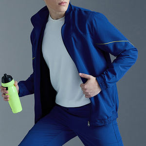 Survêtements de sport pour hommes avec logo personnalisé, veste et pantalon en nylon tissé épais, fermeture éclair, coupe-vent, respirant, couleur unie - Product Image 3