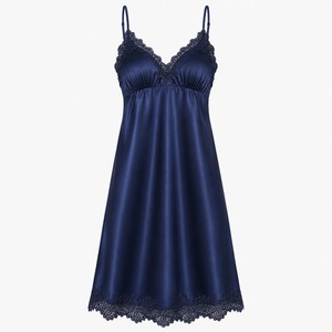 Elegante Conjunto de Bata de Dormir para Mujer con Cuello en V, Cierre con Cordón, Transpirable, Ligero, con Detalles de Encaje Satinado, Cómodo para el Hogar - Product Image 3