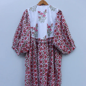 Beautiful floral Cotton Block Printed dress Dress For Casual wear Hand Block Printed Dress - Product Image 4