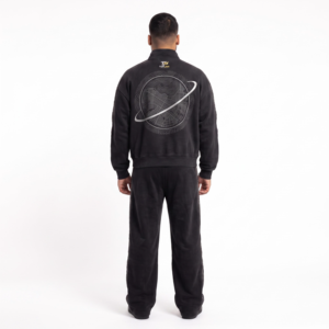 Chándal de Forro Polar Negro para Hombre Topline con Logotipo Bordado, Cuello con Cierre de Cremallera, Peso de la Tela 380g - Ropa Casual de Otoño - Product Image 3
