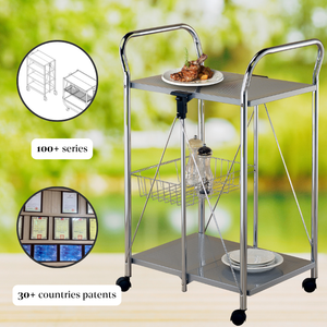 Chariot élégant de cuisine en métal avec les roulettes lisses de roulement de pp et l'installation facile - Product Image 5