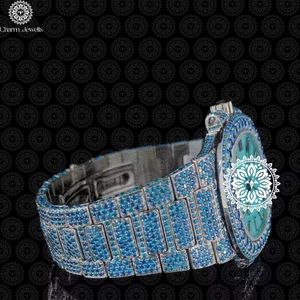 Reloj Charm Jewells con piedras preciosas azules para mujer, caja redonda de acero inoxidable, 38mm, cuarzo analógico, cierre plegable de moda de lujo - Product Image 4