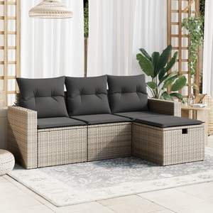 Conjunto de Sofá Grande para Jardín en Poliratán Gris con Acero con Recubrimiento en Polvo, Muebles de Exterior Premium - Product Image 1