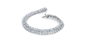 Aniva BR943940 Pulsera de tenis floral con racimo de hojas marquesa de oro blanco de 18K y diamantes cultivados en laboratorio, certificada por IGI - Product Image 2