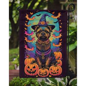 Cairn Terrier sorcière Halloween multicolore jardin drapeau boîte aux lettres décoratif cour bannière pour Patio oeuvre pour parterres de fleurs et pelouse - Product Image 3