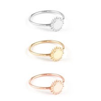 Bague ouverte en argent sterling 925 et or 18 carats, motif Soleil, pour femmes et jeunes filles, porte-bonheur, cadeau d'anniversaire ou pour le quotidien
