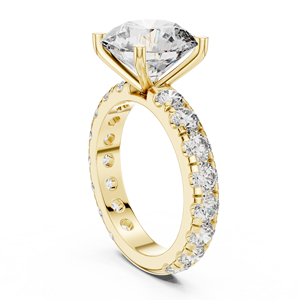 Anillo de Compromiso Art Deco con Moissanita Creada en Laboratorio Vinson Project Cut, Banda de Eternidad Completa, Chapado en Oro Rosa, Acero Inoxidable, GRA - Product Image 3