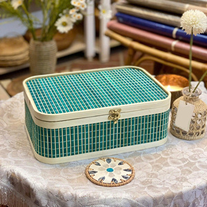HOT SELLING <b>Blue</b> Lotus 2026 Painted Bamboo Gift <b>Box</b> Eco Friendly Clean Material Safe Packaging Food <b>Storage</b> Luxury Gift - Product Image 1