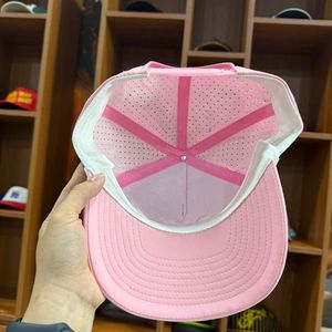 Casquettes de haute qualité OEM ODM personnalisées, casquette de baseball imperméable à 5 panneaux de couleur rose pour hommes, casquette de golf vierge et corde, logo 3D - Product Image 3