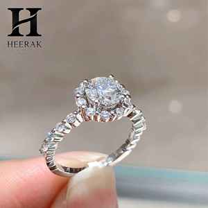 14K Gold Floral Halo <b>Diamond</b> Engagement <b>Ring</b> - Elegant Lab Grown/Natural <b>Diamond</b> <b>Ring</b> - Product Image 3