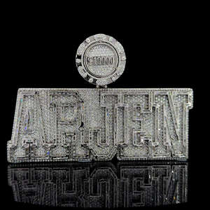 Letra personalizada nombre inicial Baguette colgante 925 Starling plata Moissanite diamante personalizado Bail Logo Hip Hop joyería fina - Product Image 1