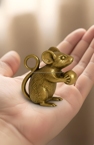 Vintage Brass <b>Mouse</b> Keychain Cute Animal Design Metal Key Ring Durable Decorative Keychain Gift Item - Product Image 4