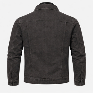 Custom Logo <b>Men's</b> Black Denim <b>Jacket</b> High Quality Utility Overshirt Cotton Denim <b>Chore</b> <b>Jacket</b> Male Workwear - Product Image 3