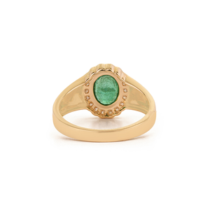 Bague Chevalière en Or Jaune 14K avec Émeraude et Diamant Halo, Prix de Gros Usine pour Commandes en Gros, Bijoux pour Hommes, Pierre de Naissance de Mai - Product Image 6