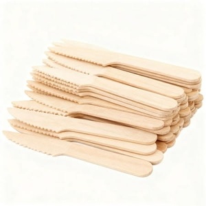 Couteau jetable écologique de 155 mm pour fêtes et traiteurs, couteau en bois de bouleau biodégradable, couverts jetables, approvisionnement en gros 2026 - Product Image 1