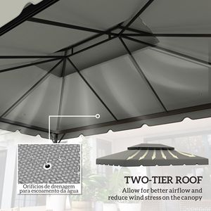 Telo di Ricambio per Gazebo Modello 84C-101 o 84C-144, 13 x 10, Grigio, con Tetto a Doppia Ventilazione per Pergola, Tenda e Gazebo - Product Image 4