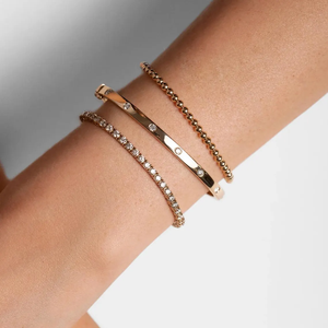 กำไลข้อมือแฟชั่น ทองคำแท้ 14K ประดับเพชรแล็บแบบฝังขอบเพชร กำไลข้อมือแบบมินิมอล ประดับเพชรแบบฝังขอบ กำไลข้อมือแบบมีบานพับ เครื่องประดับชั้นดี - Product Image 5