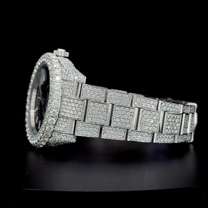 Montre de luxe en or blanc sertie de diamants Moissanite de qualité supérieure 26 carats avec boîte, mouvement automatique, montre sertie de diamants - Product Image 3