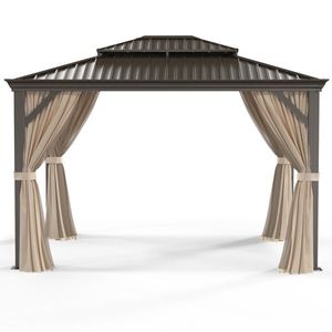 Gazebo Moderno 3x3,6m Impermeabile con Struttura in Metallo e Tetto Rigido a Doppia Falda per Esterni, Cortili, Ville e Parchi - Portatile - Product Image 3