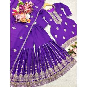 Top de fiesta hermosa para mujer-Conjunto de Sarara y Dupatta - Product Image 4