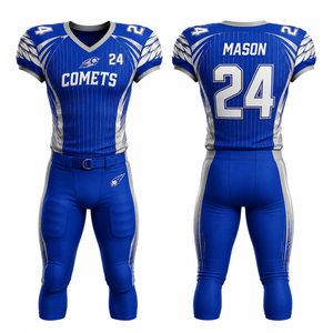 Uniforme de football américain vintage personnalisé, vente en gros, imprimé géométrique, ourlet élastique, ceinture à cordon, coupe ample athlétique - Product Image 4