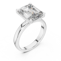 CLASSIC LUXURY 2CT EMERALD CUT LAB GROWN <strong>DIAMOND</strong> RING <strong>SET</strong> 18KT WHITE GOLD RHODIUM PLATED THIRD-PARTY CERTIFIED ENGAGEMENT