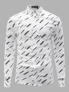 Chemise habillée homme automne à manches longues en satin doux, motif imprimé de qualité supérieure, respirante, décontractée et formelle, avec logo personnalisé - Product Image 4