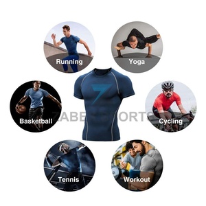 Vente en gros OEM de T-shirts Rash Guard de compression extensible MMA pour hommes, vierges, à manches courtes, en Spandex/Polyester de haute qualité - Product Image 6