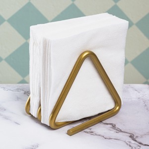 Porta Servilletas Metálico con Acabado Dorado en Forma de Triángulo, Ideal para Mesa de Comedor, Cocina, Hotel, Restaurante y Cafetería, Hecho en India - Product Image 1