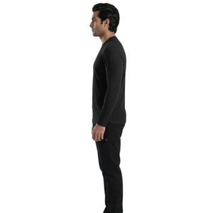 Men's Black <b>Cloud</b> Warm Tee Thermal Lightweight Breathable Crew <b>Neck</b> Long Sleeve Fitness Gym Training Workout Activewear Sports - Product Image 4