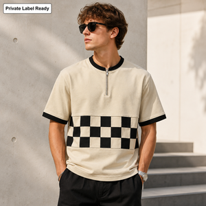 Custom Front <b>Half</b> Zip Mens Short <b>Sleeve</b> Streetwear <b>T</b>-<b>Shirt</b> Quick Dry Breathable Private Label OEM ODM Wholesale Apparel - Product Image 3