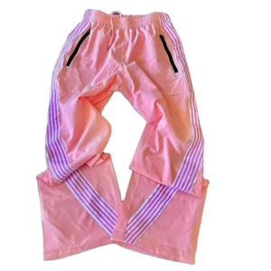 Customized Logo Unisex Nylon Sweatpants Curved Stripes Baggy Fashion Windbreaker Track Pants Men Plus Size Wide <b>Leg</b> Nylon Pants - Product Image 3