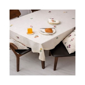 Fashionable New Transparent Embroidered Rese Gold Colour Beautiful Hand Made 100% Organic Cotton Fabric Table Clothes on Sale - Product Image 3