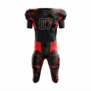 Ensemble d'uniformes de football américain personnalisés, noir, rouge, camouflage, une pièce, vêtements de sport pour adultes, tissu respirant, jersey sublimé ajusté - Product Image 2